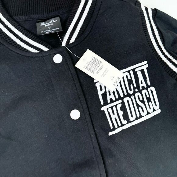 Panic! At The Disco Manhead Jacket Mens Large Black Varsity Button-Front New - Picture 5 of 9